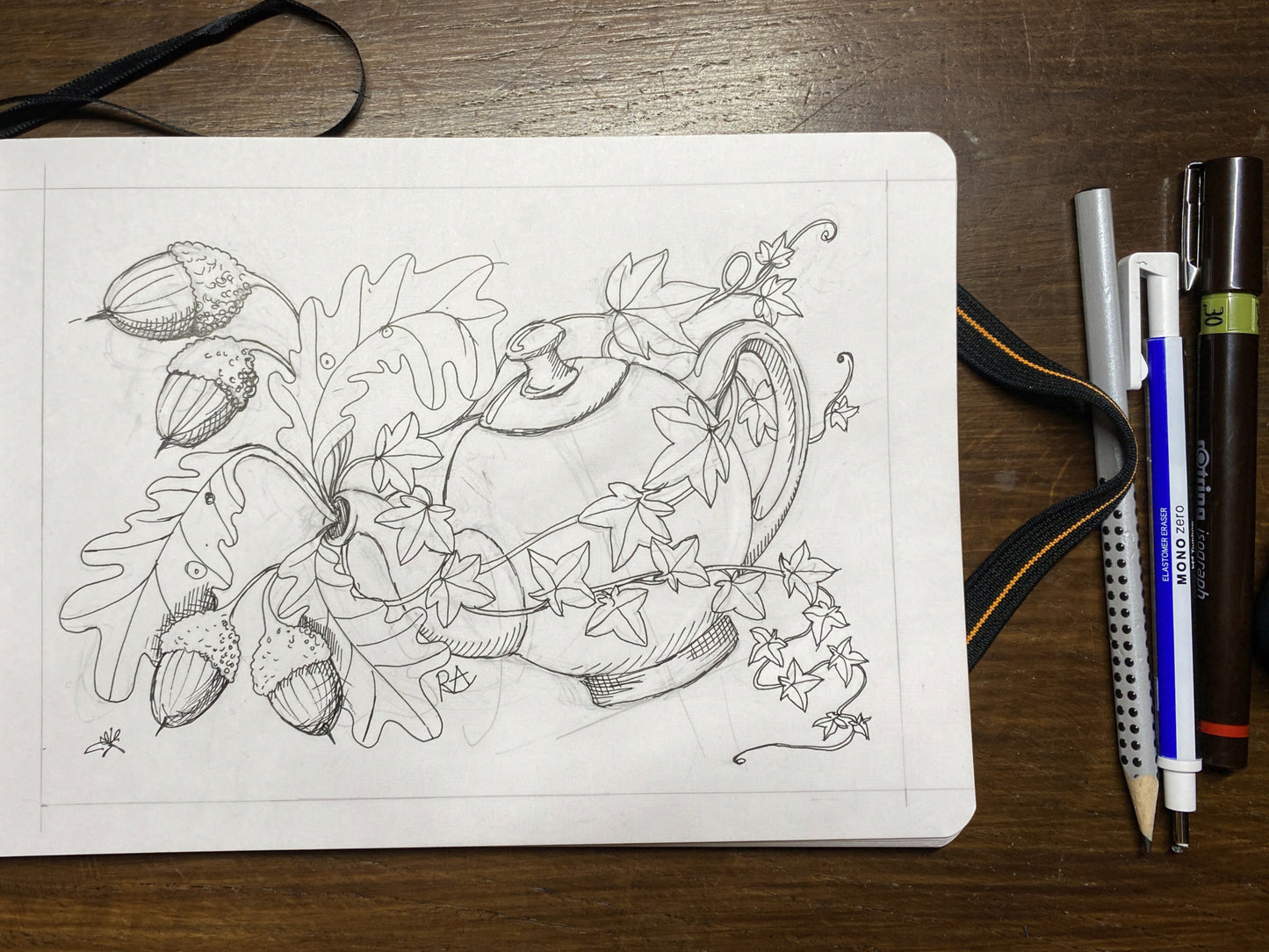 Friend Magic Art Print - Red Teapot, Oak and Ivy