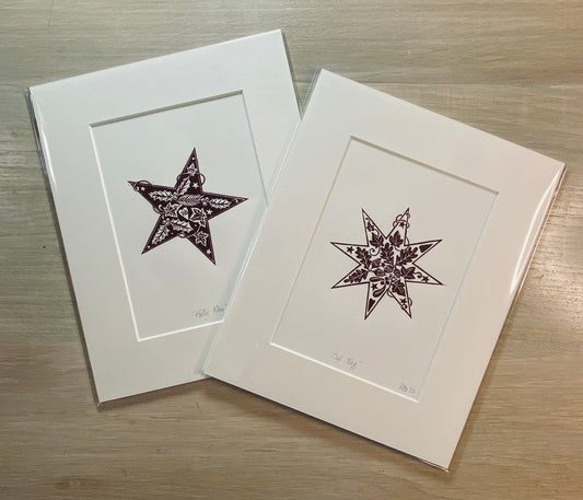 Oak King Star print mounted ready to frame