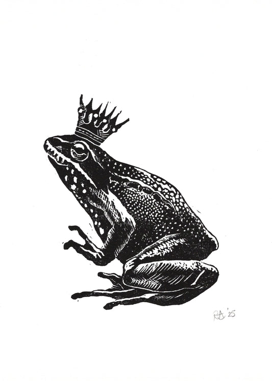 Frog Prince Linocut Art Print (Blind Optimism)
