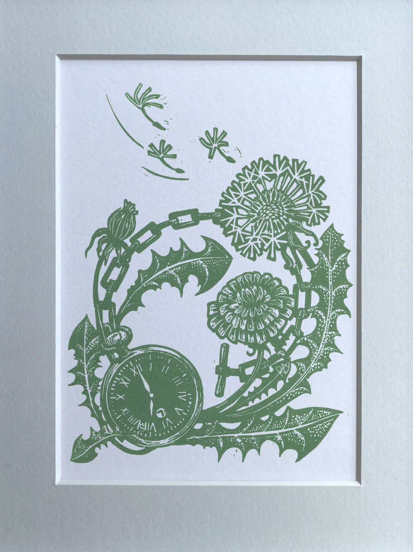 'Tick Tock' Dandelion Art Print - Pea Green