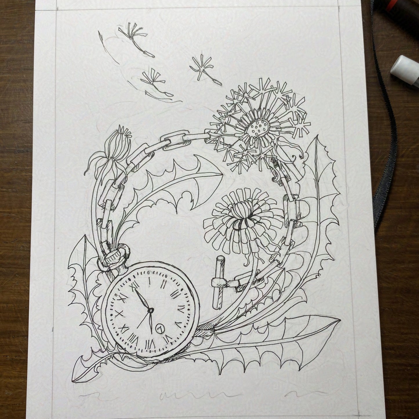 'Tick Tock' Dandelion Art Print - Pea Green
