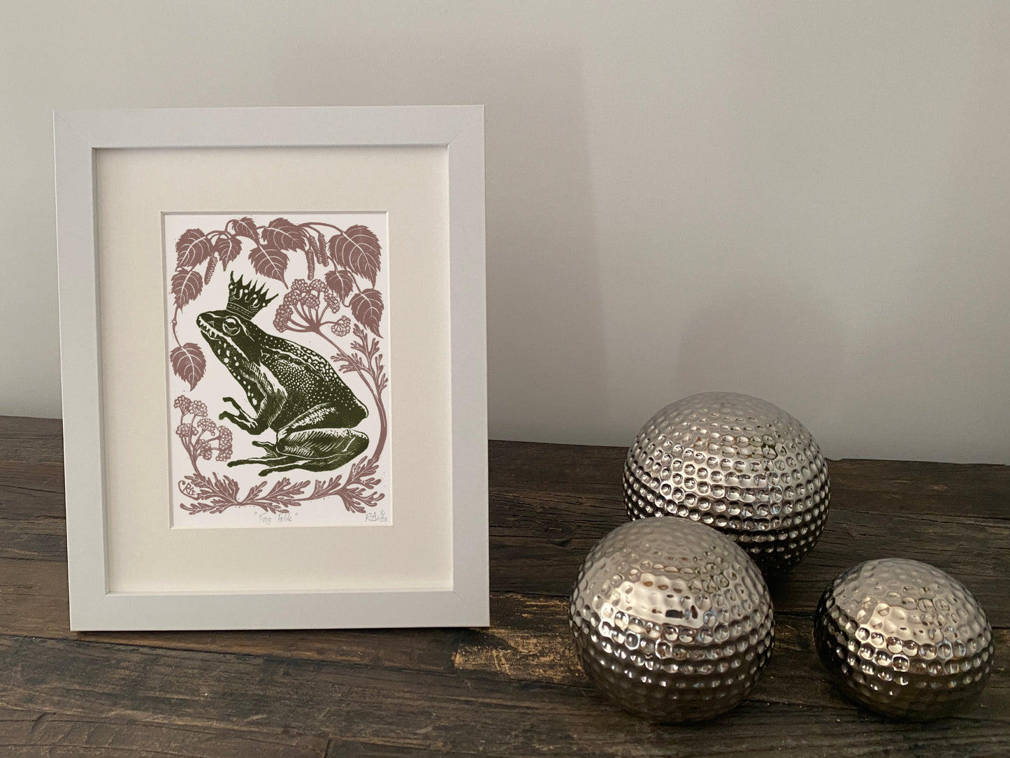 Frog Prince in Cowpat Green - Linocut Art Print