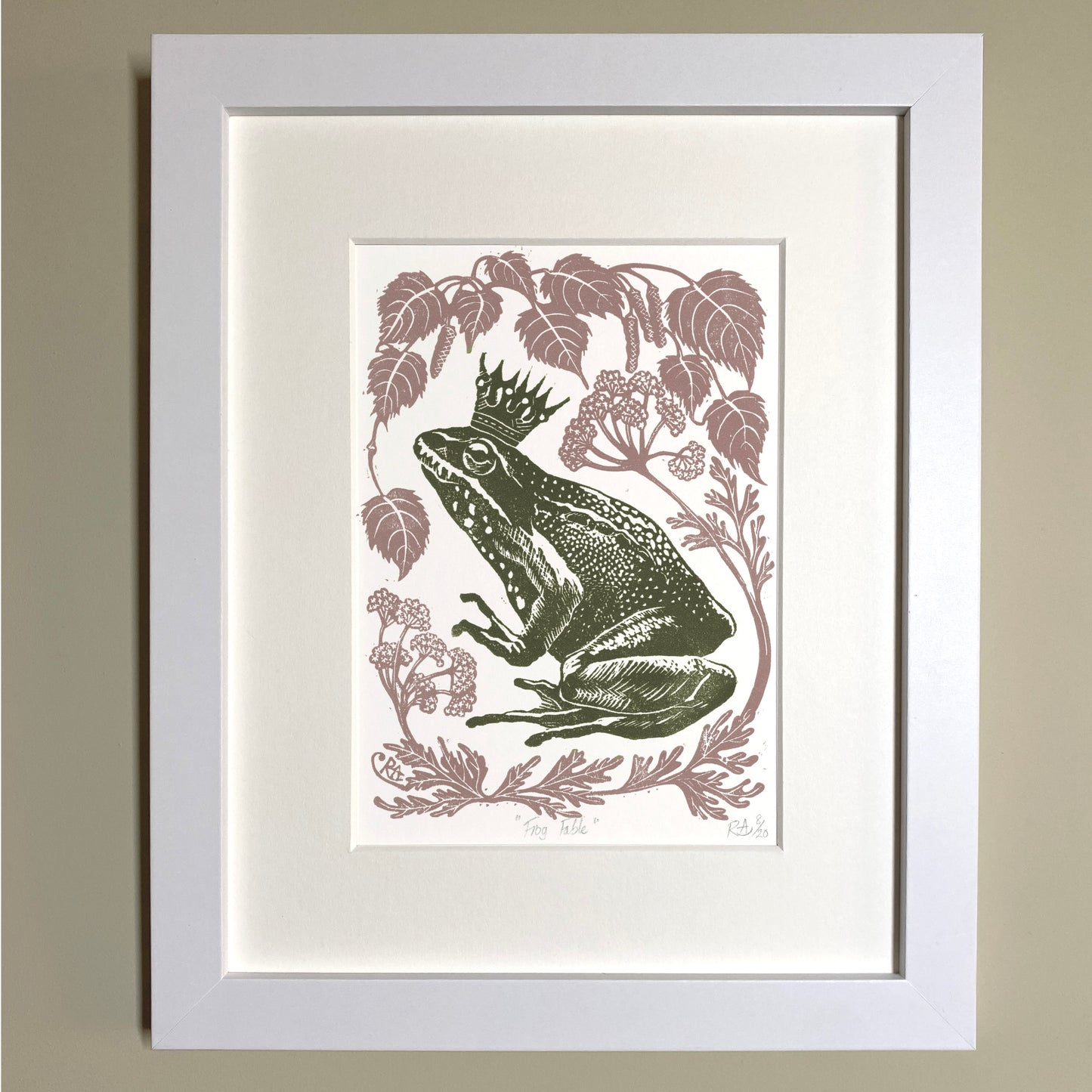 Frog Prince in Cowpat Green - Linocut Art Print