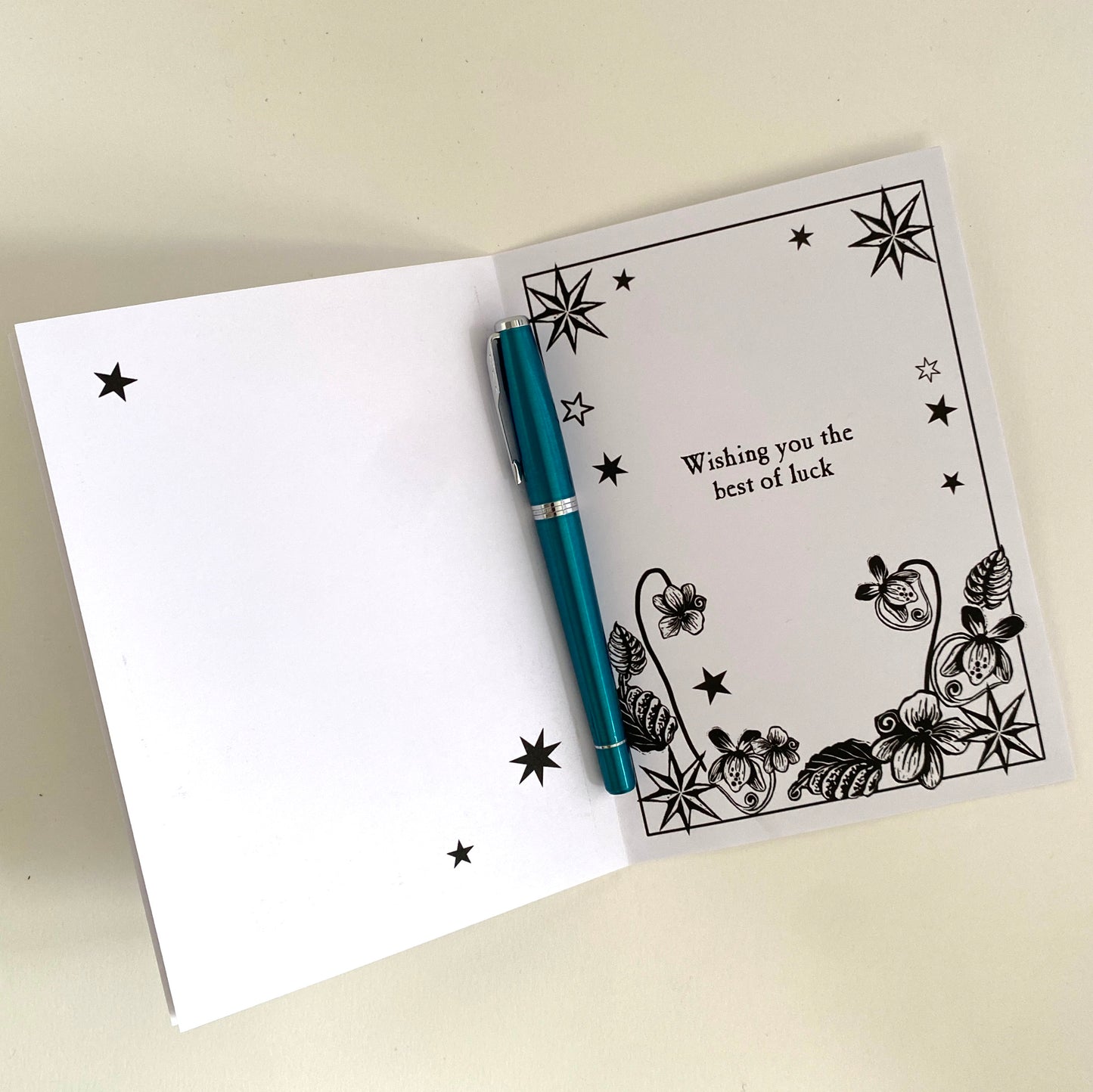 Handprinted Custom Wording Keepsake Card with Botanical Hare