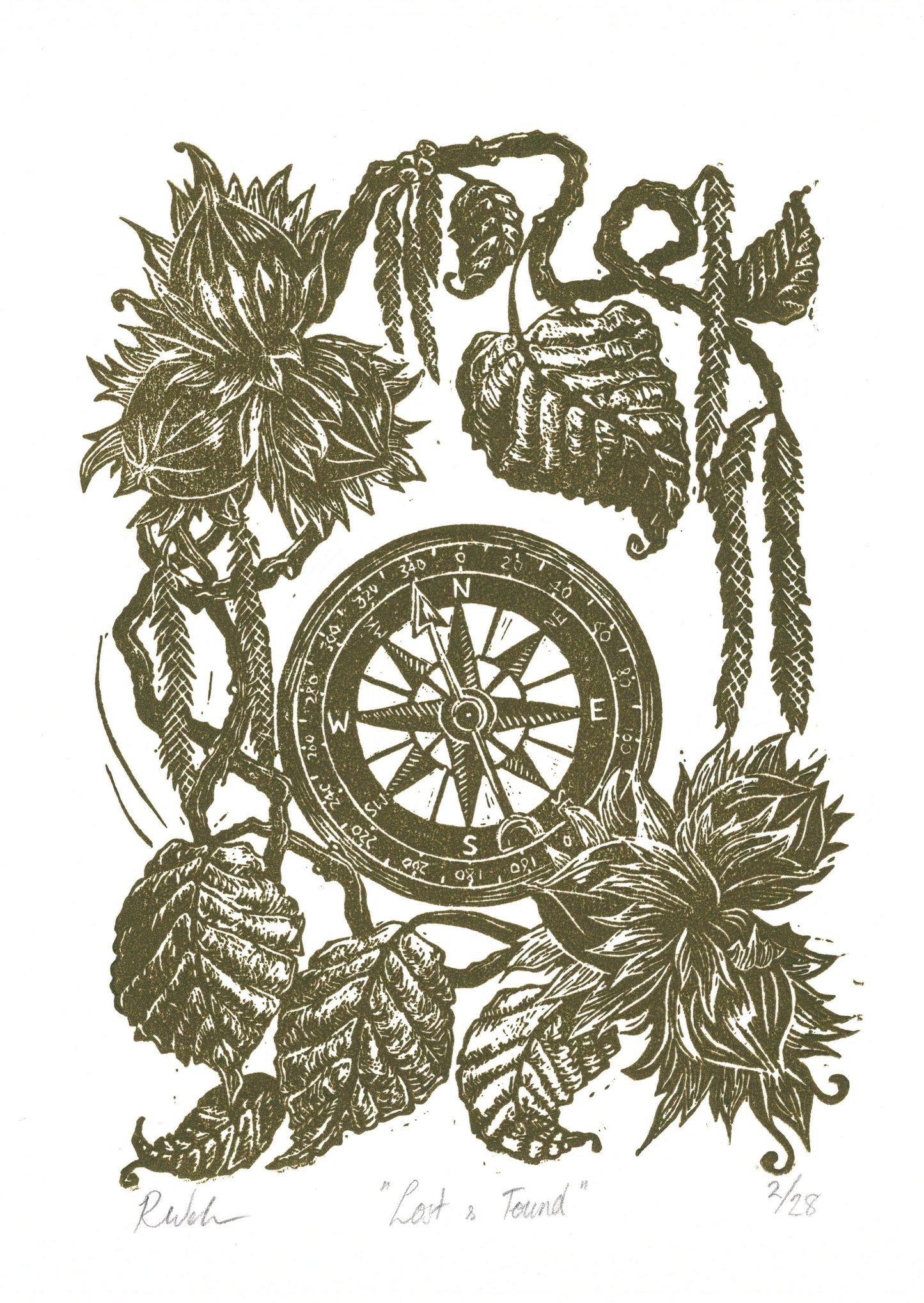 Lost & Found Art Print - Compass and Witch Hazel