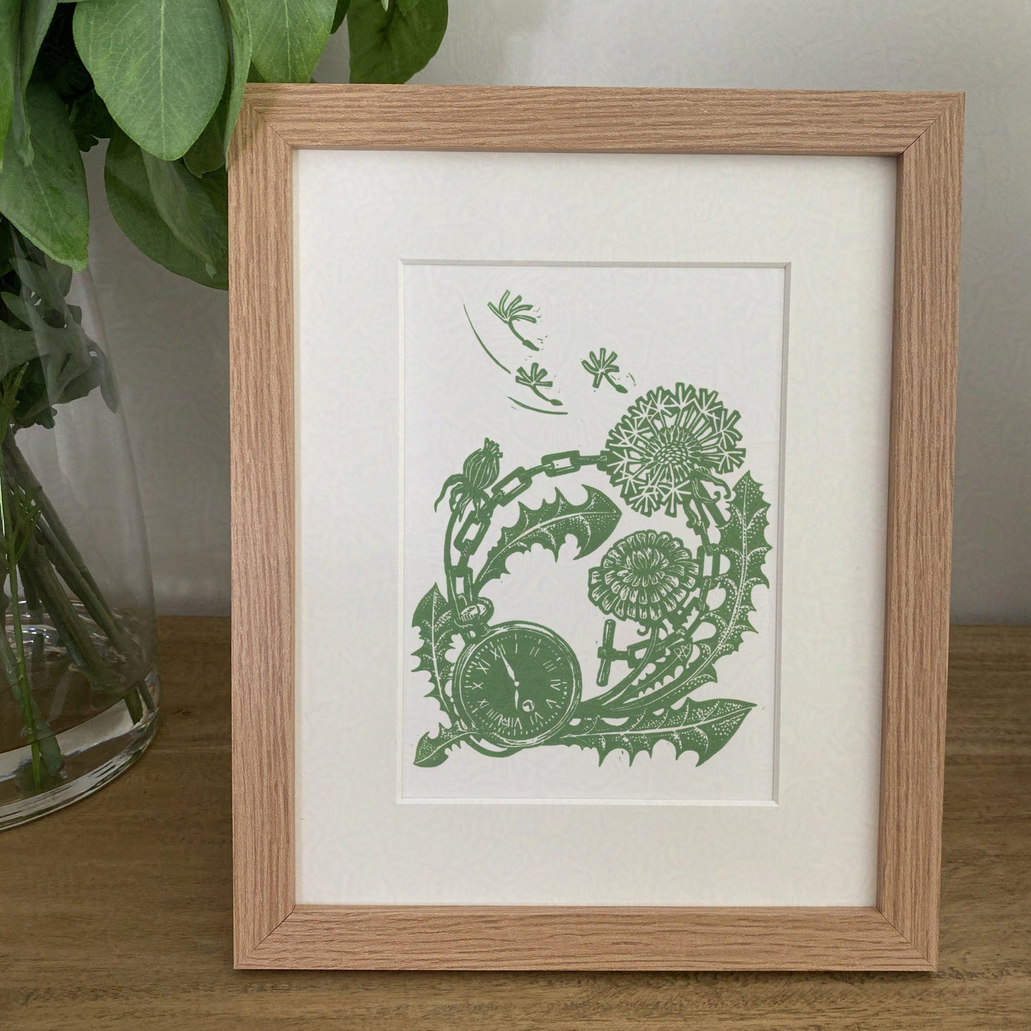 'Tick Tock' Dandelion Art Print - Pea Green
