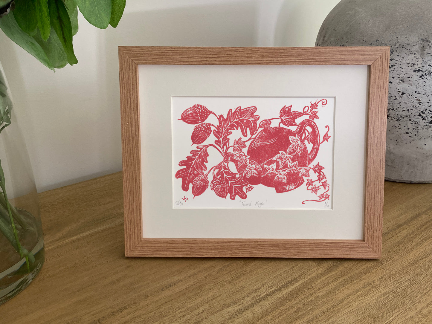 Friend Magic Art Print - Red Teapot, Oak and Ivy