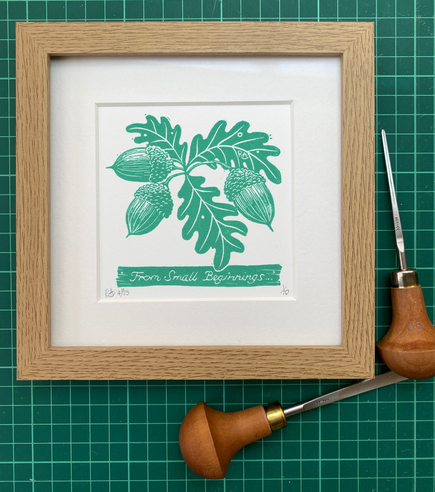 Small Beginnings - Acorn and Oak Jade Limited Edition original art print