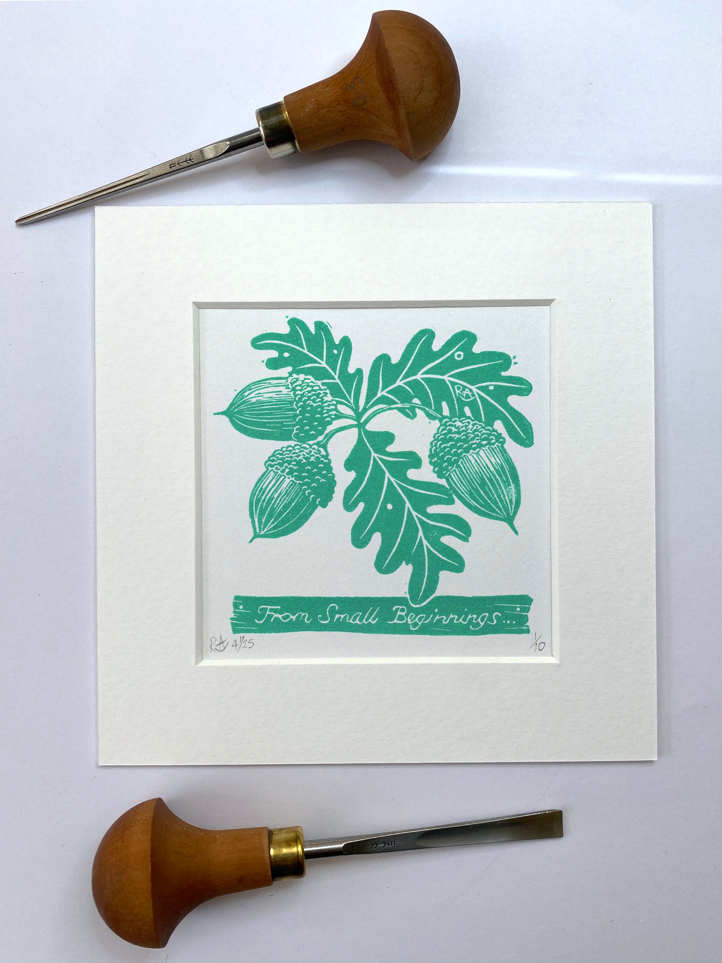 Small Beginnings - Acorn and Oak Jade Limited Edition original art print