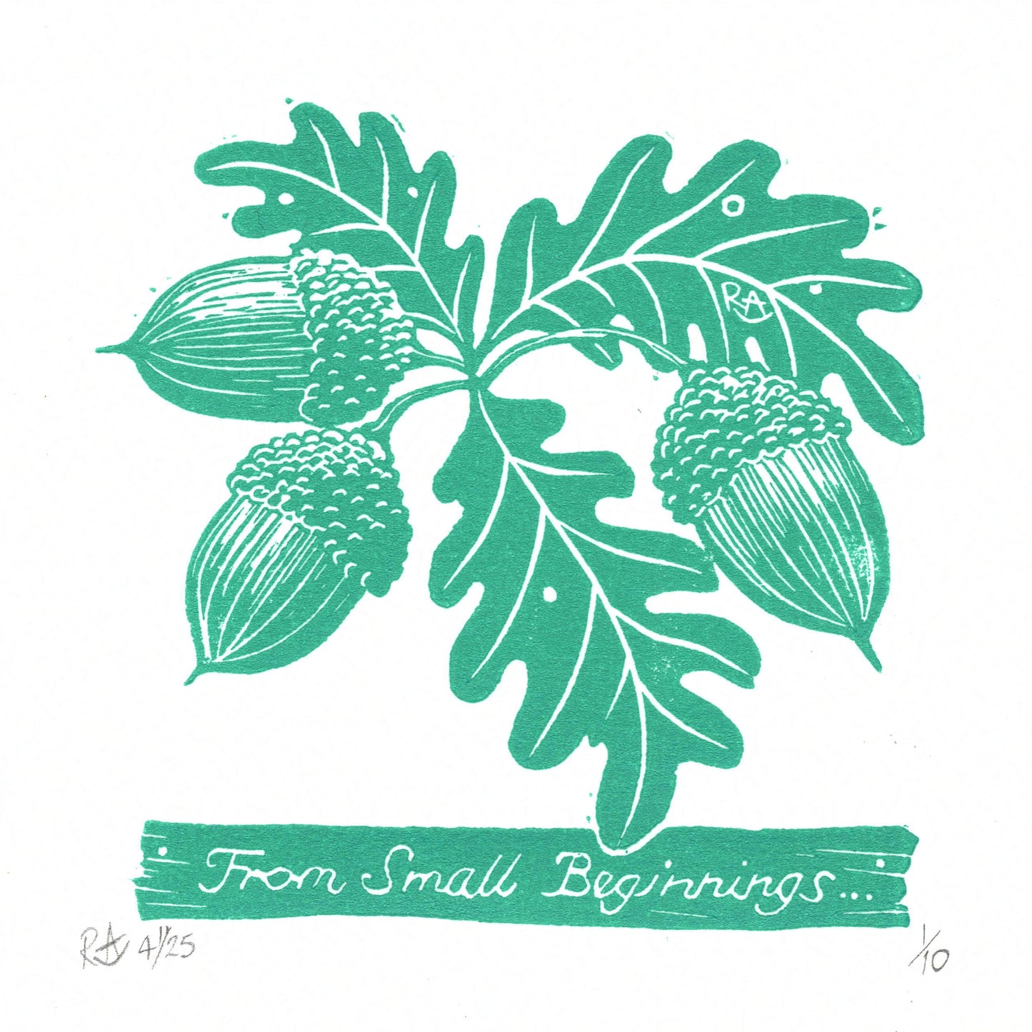 Small Beginnings - Acorn and Oak Jade Limited Edition original art print
