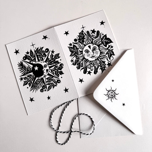 Winter Solstice Card, cut out decorations - Personalized, Yule, Christmas.