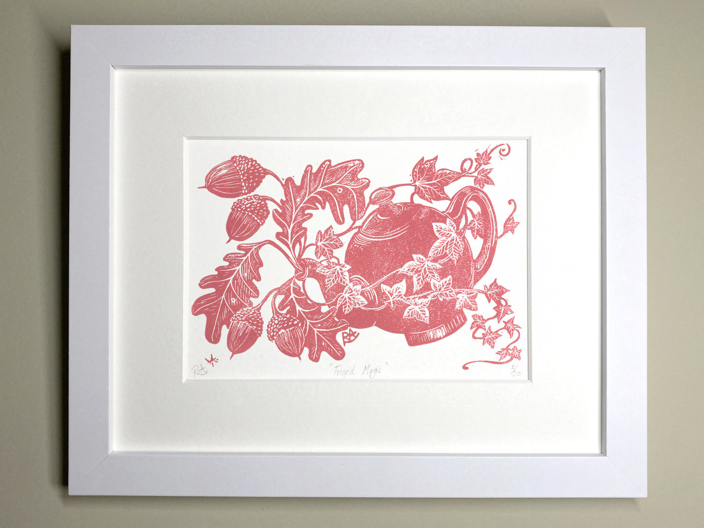 Friend Magic Art Print - Red Teapot, Oak and Ivy