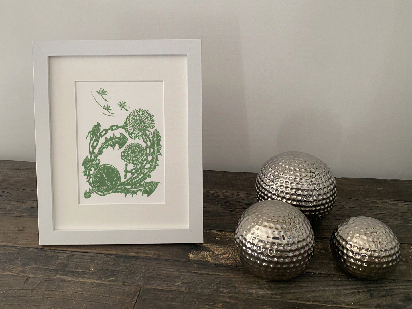 'Tick Tock' Dandelion Art Print - Pea Green