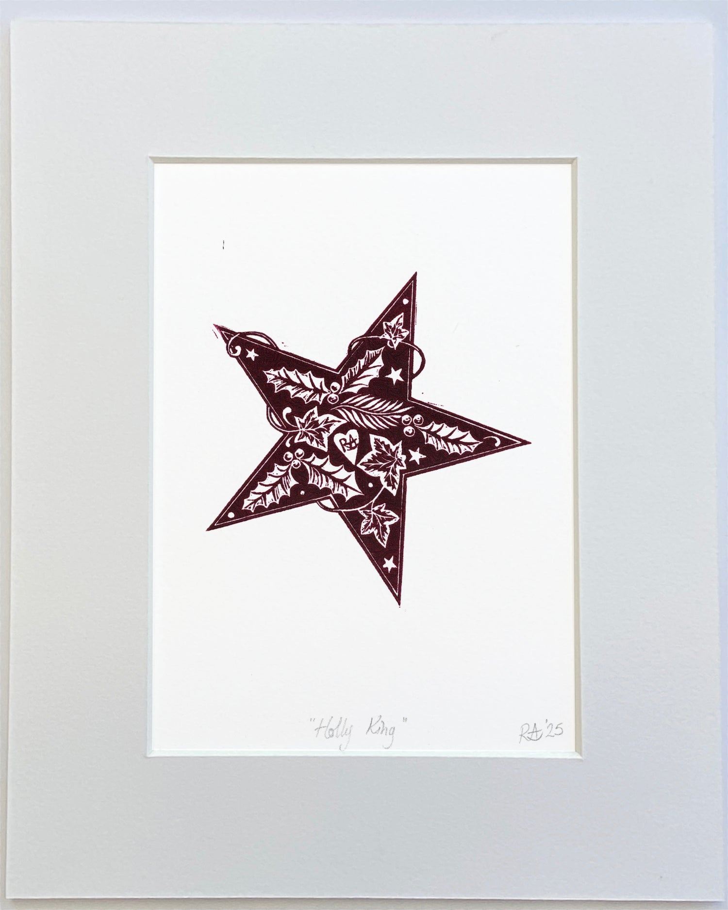 Decorative star print in a white frame on a light gray background