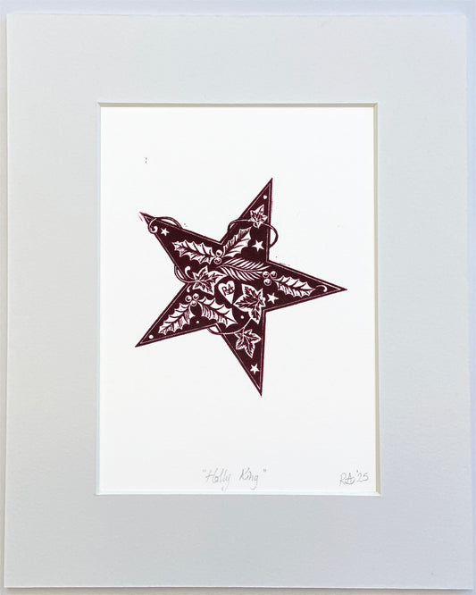 Decorative star print in a white frame on a light gray background