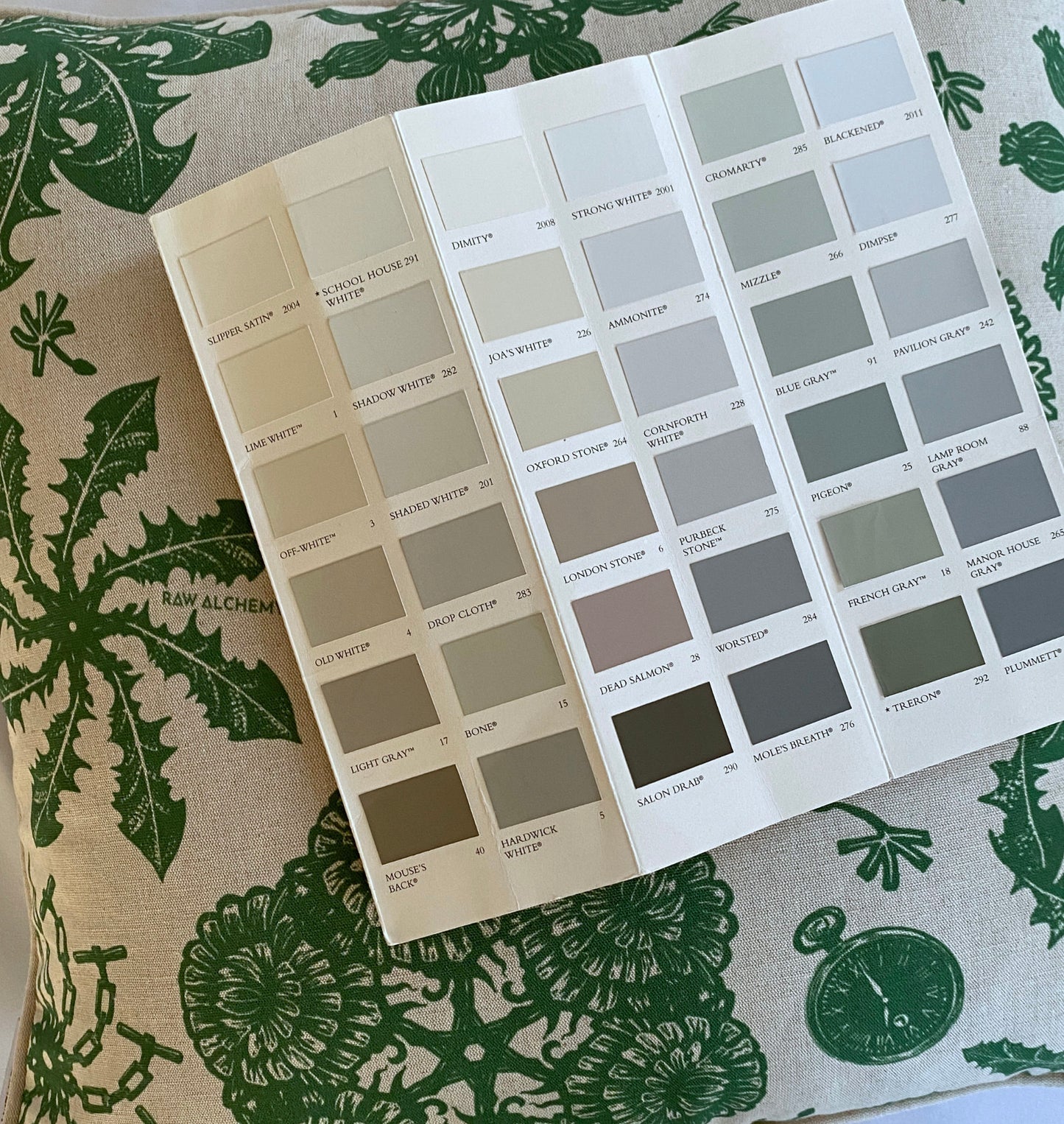 Dandelion Linoprint Print, Green & Natural Linen, Geometric Contemporary Floral Cushion Cover