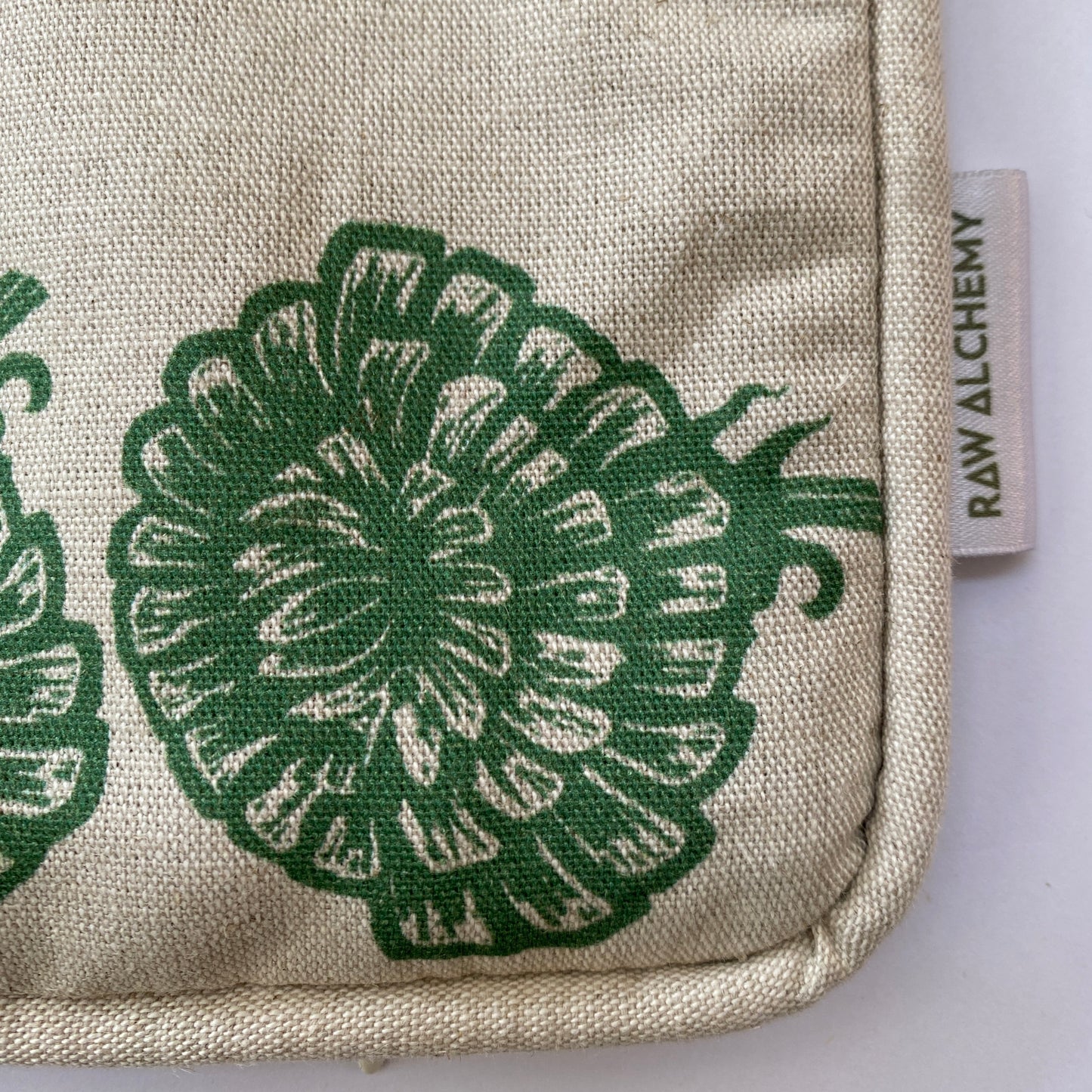 Dandelion Clocks, Natural Linen & Green Floral Stripe Cushion Cover