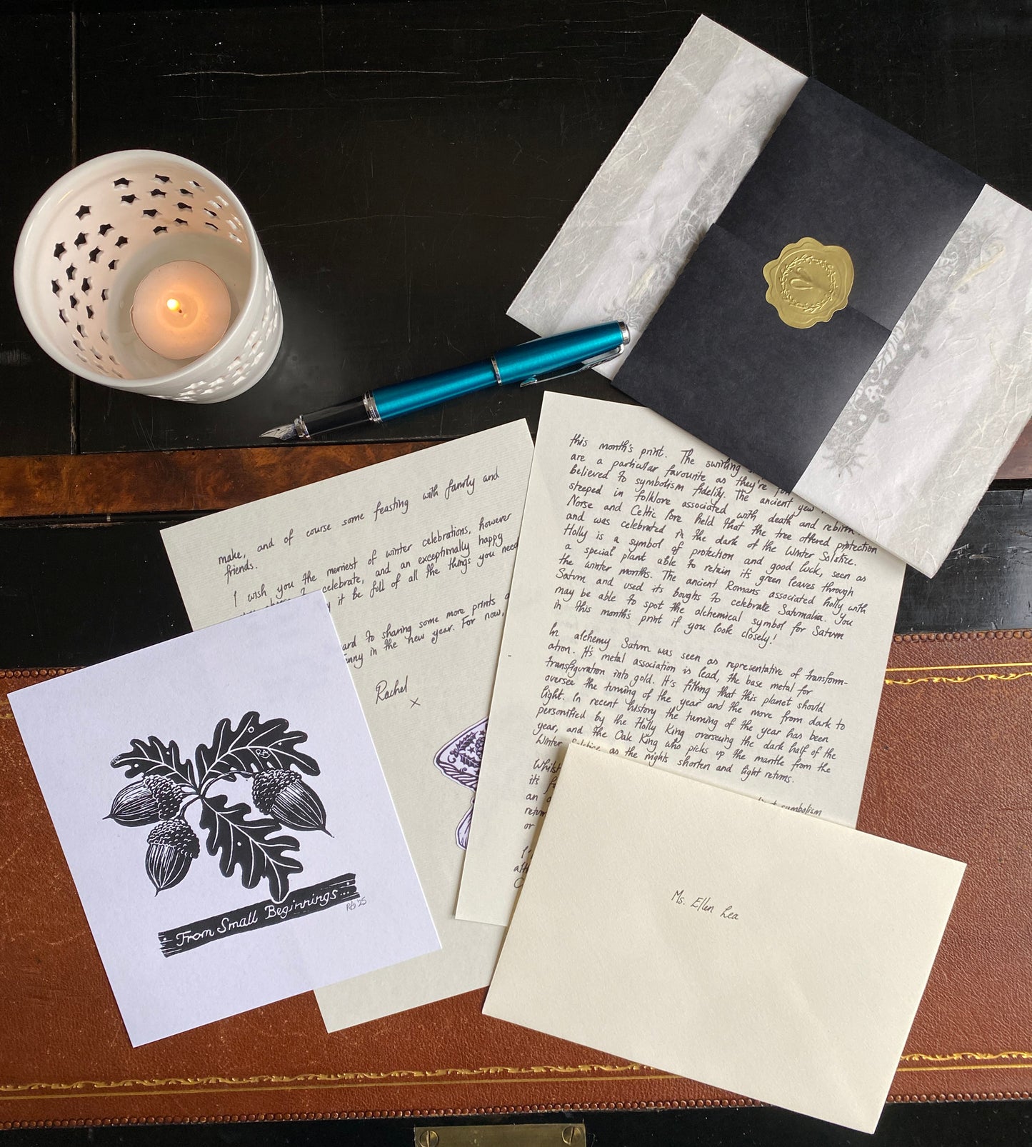 Monthly Art Gift Mail - Original Linoprint, letter, sticker and sketch delivered monthly