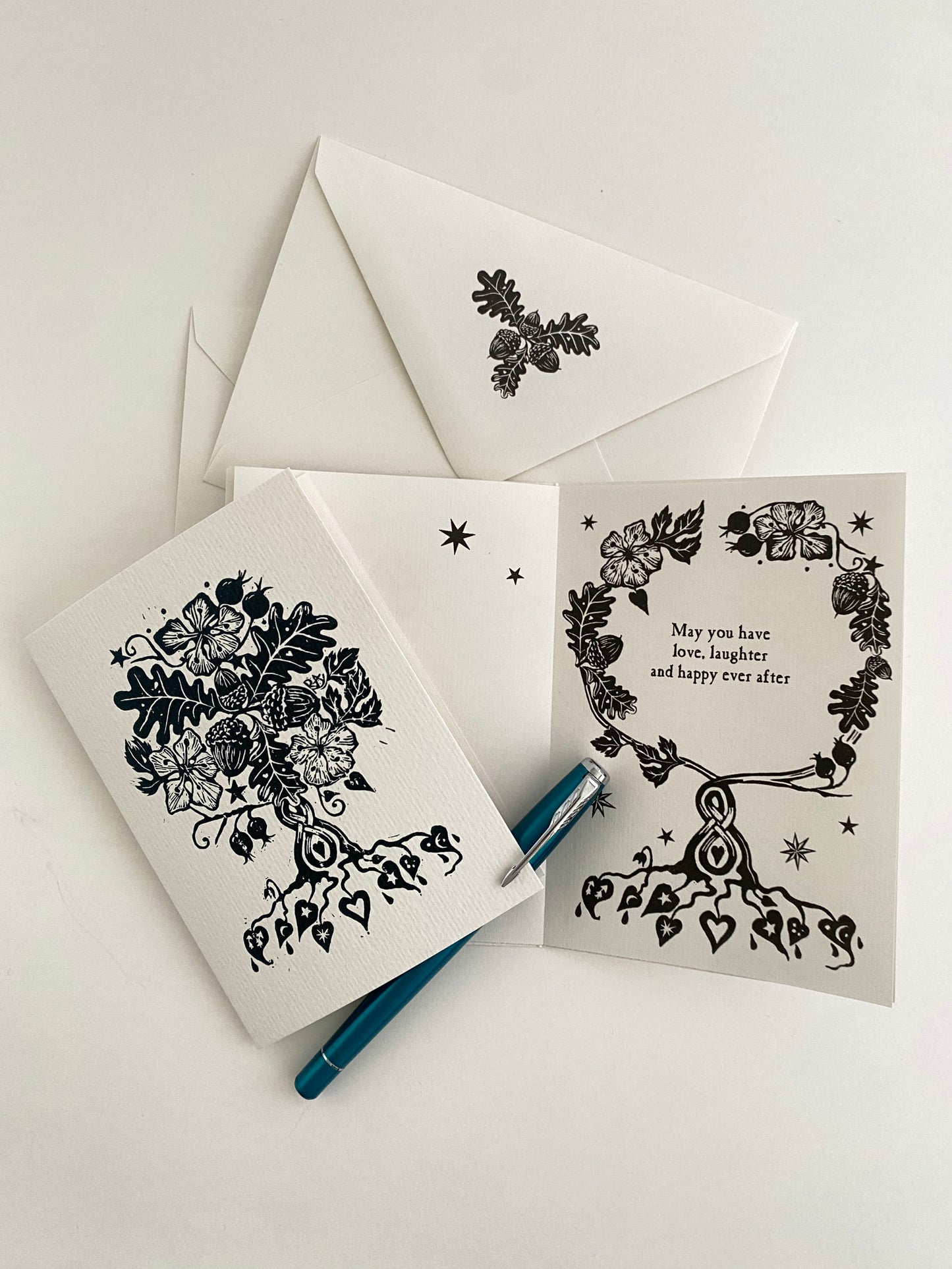 Botanical Handfasting Card, Handprinted Keepsake - Custom Wording, Wedding, Handfasting, Engagement, Anniversary