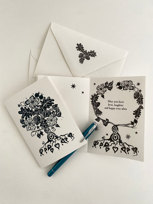 Botanical Handfasting Card, Handprinted Keepsake - Custom Wording, Wedding, Handfasting, Engagement, Anniversary