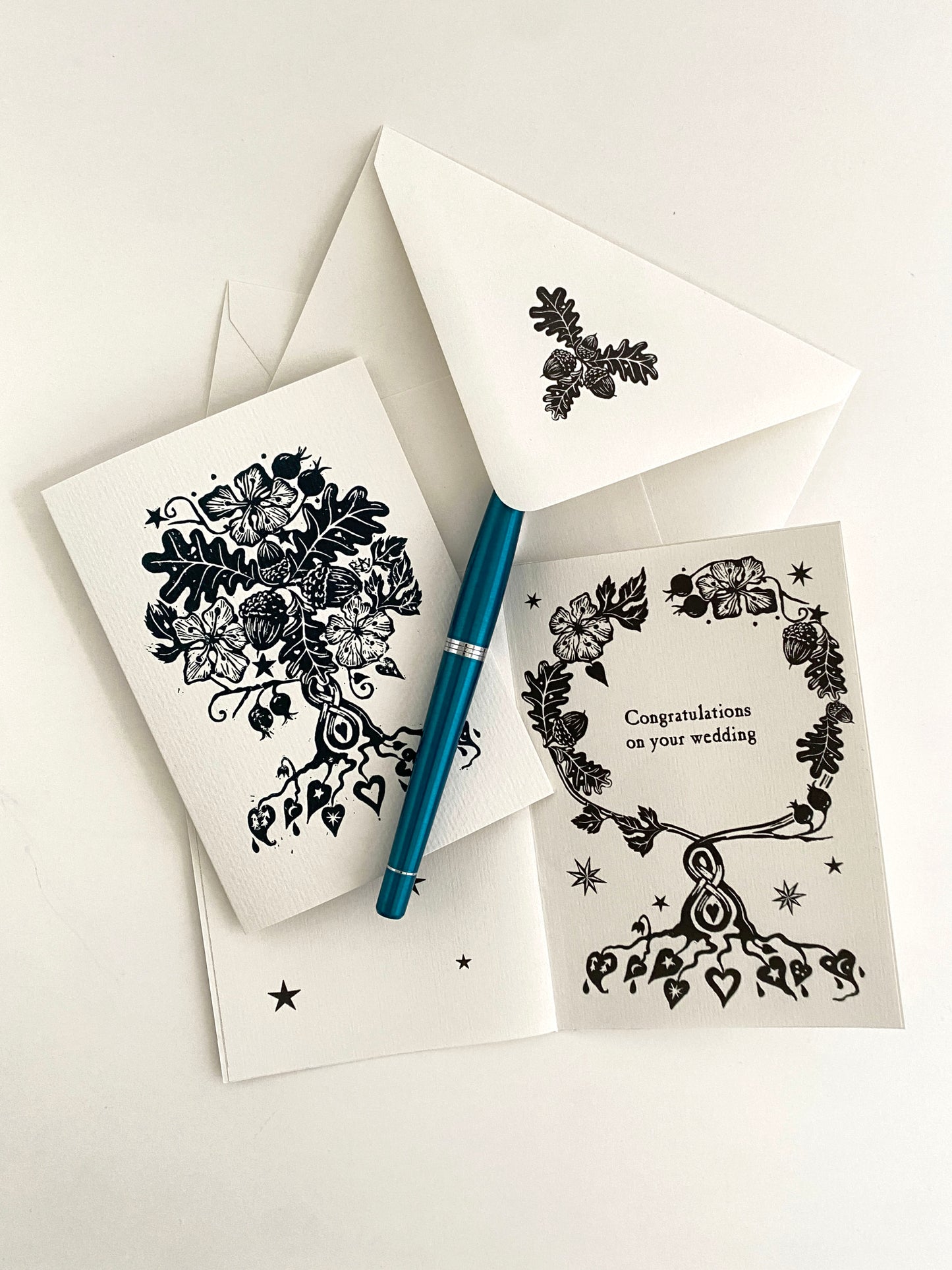 Botanical Handfasting Card, Handprinted Keepsake - Custom Wording, Wedding, Handfasting, Engagement, Anniversary