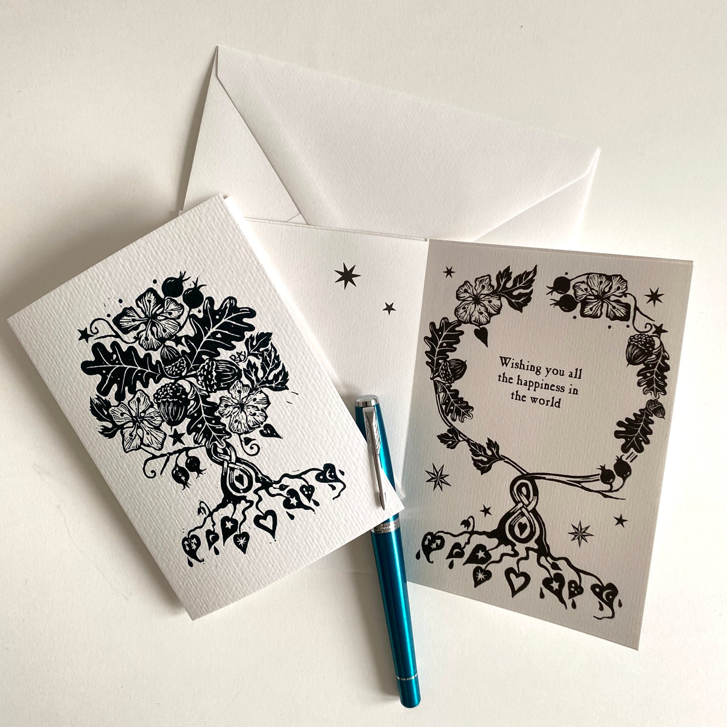 Botanical Handfasting Card, Handprinted Keepsake - Custom Wording, Wedding, Handfasting, Engagement, Anniversary