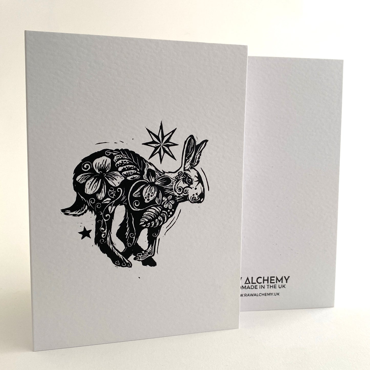 Handprinted Custom Wording Keepsake Card with Botanical Hare