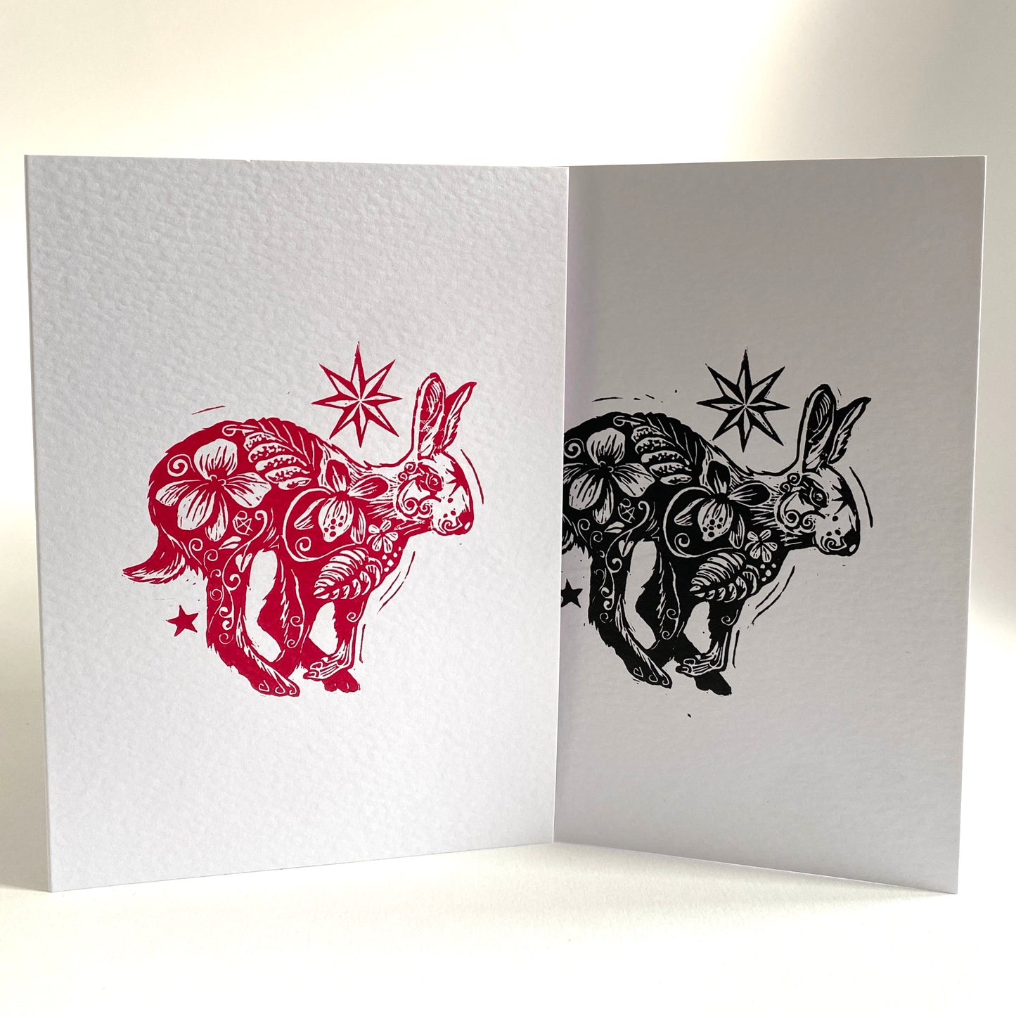 Handprinted Custom Wording Keepsake Card with Botanical Hare