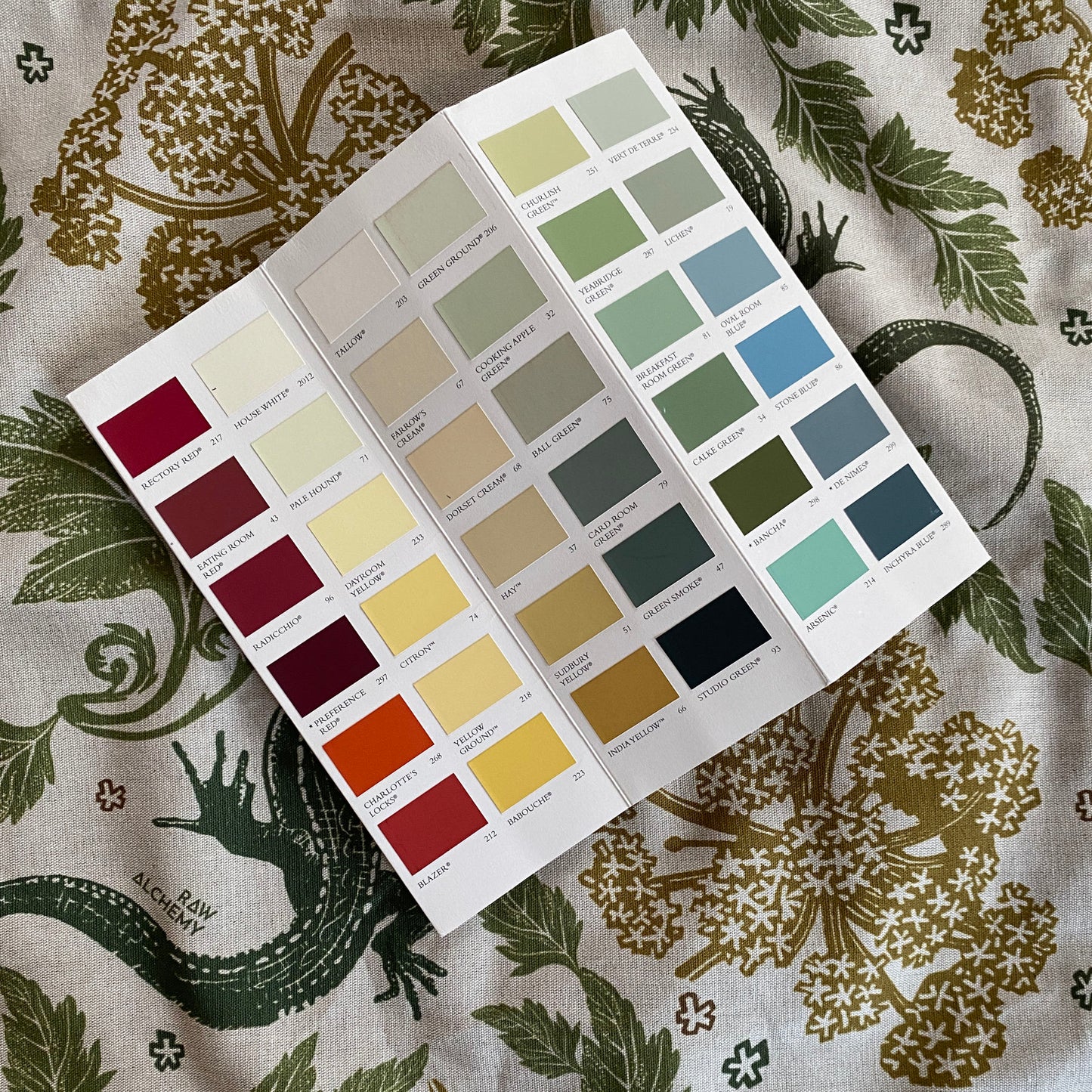 Lizard Linoprint Print, Green, Gold & Natural Linen, Contemporary Floral Cushion Cover