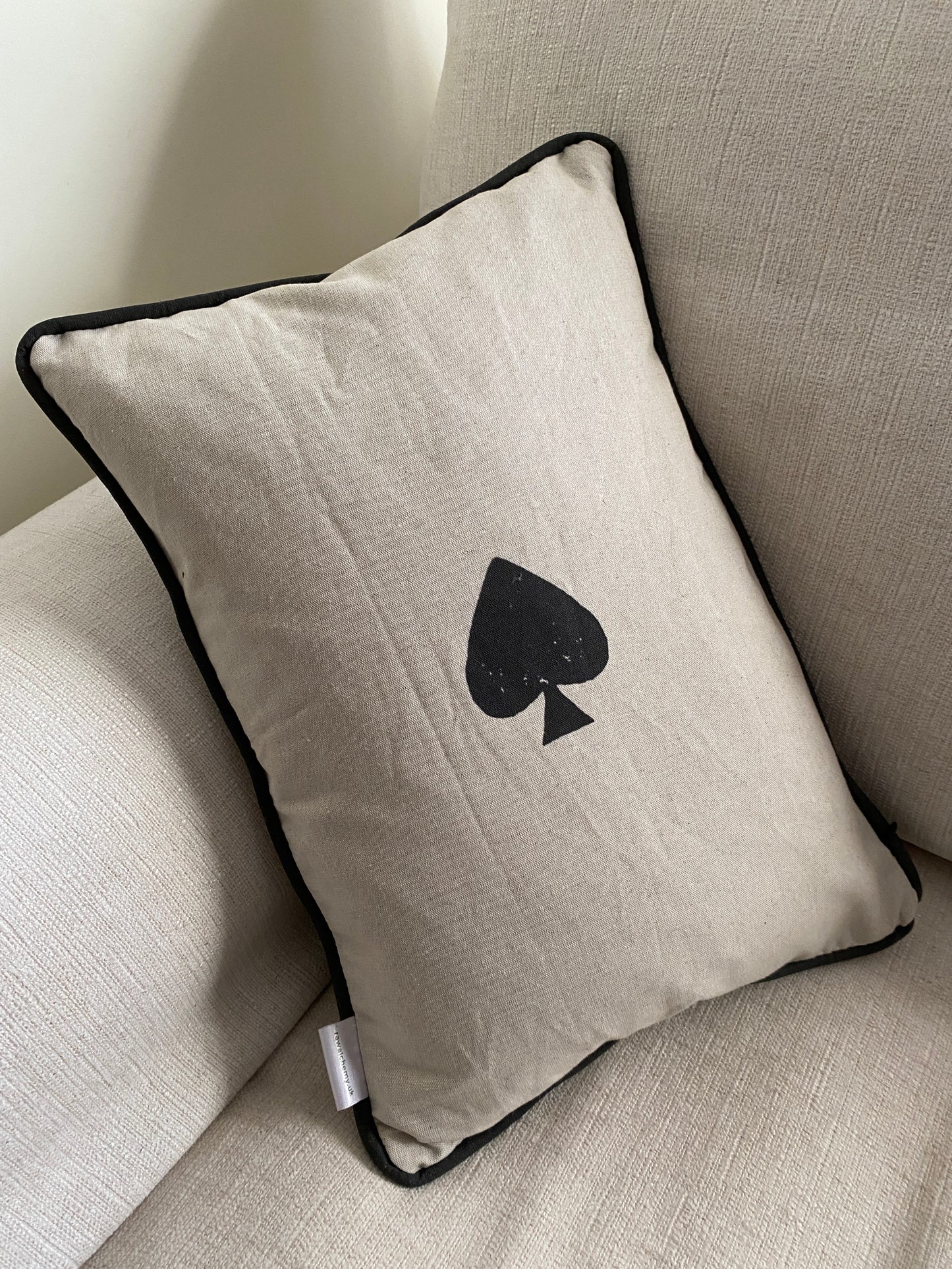 Two For Joy - Magpie Playing Card, Linen Cushion Cover with bird print