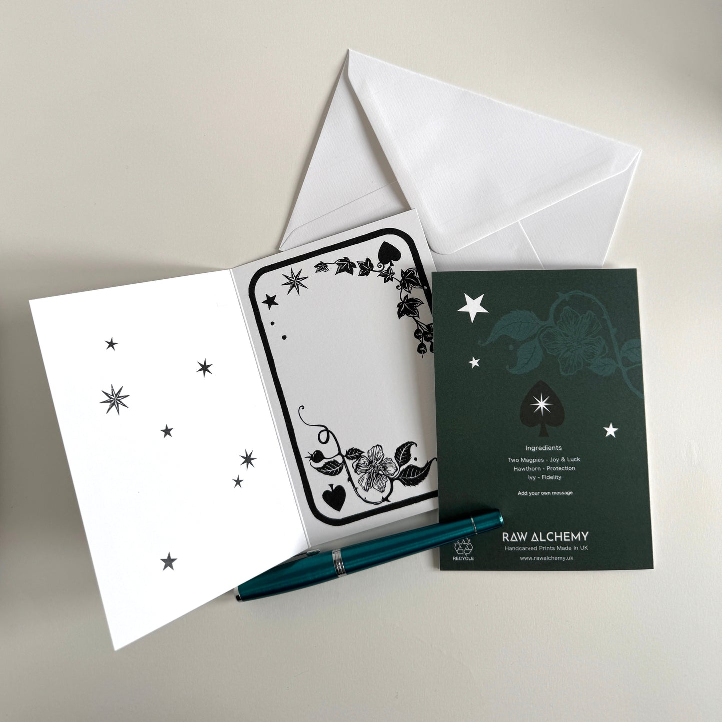 Magpie and Raven - 6 luxury cards. Ideal gift for a stationery or bird lover.
