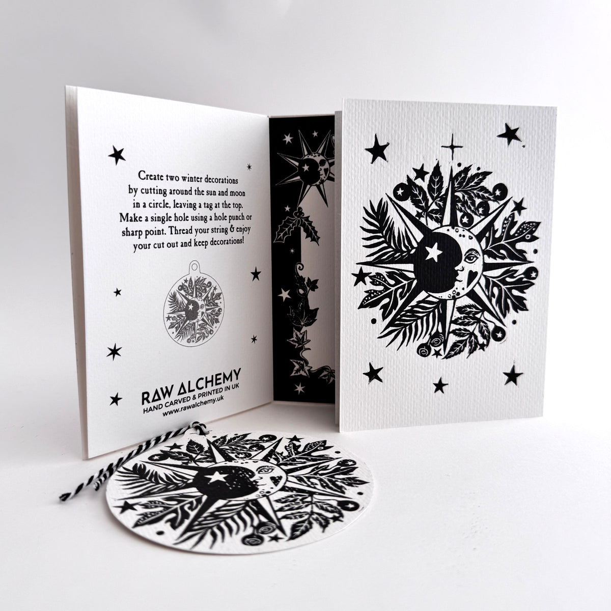 Winter Solstice Card, cut out decorations - Personalized, Yule, Christmas.