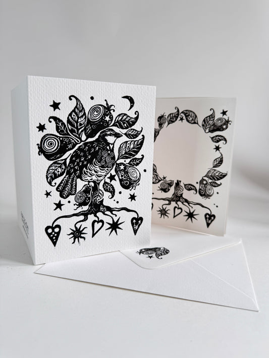 Botanical Handprinted Card, Keepsake - Custom Wording, Christmas, Winter Solstice, Yule