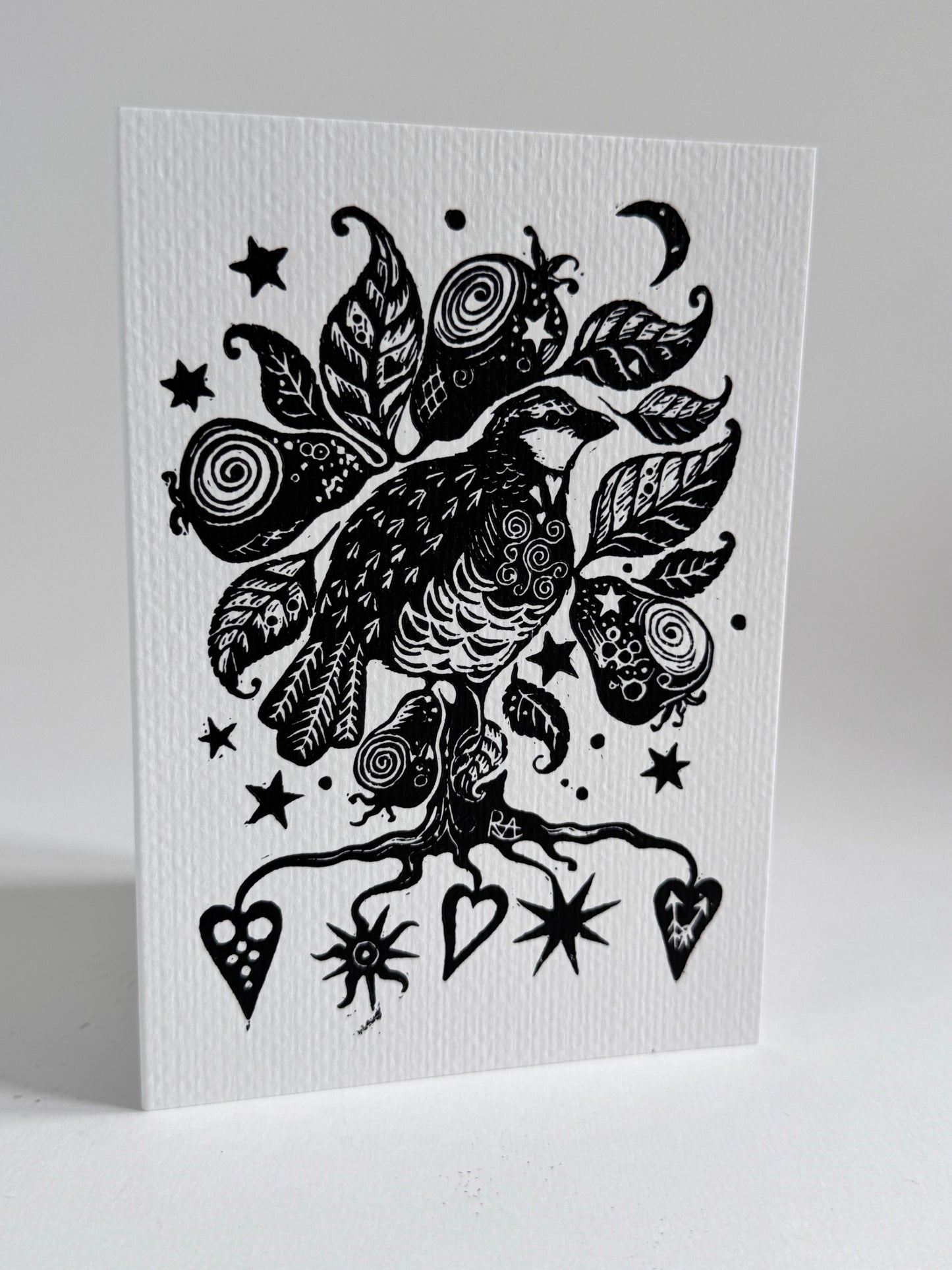 Botanical Handprinted Card, Keepsake - Custom Wording, Christmas, Winter Solstice, Yule