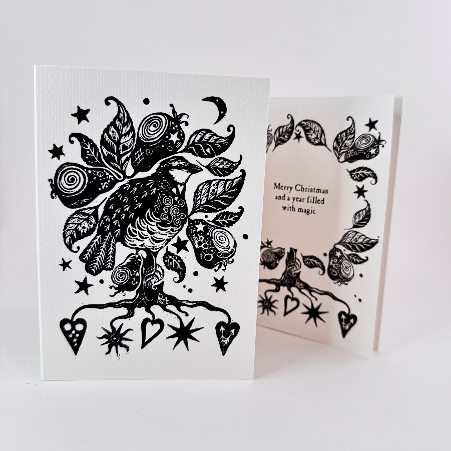 Botanical Handprinted Card, Keepsake - Custom Wording, Christmas, Winter Solstice, Yule