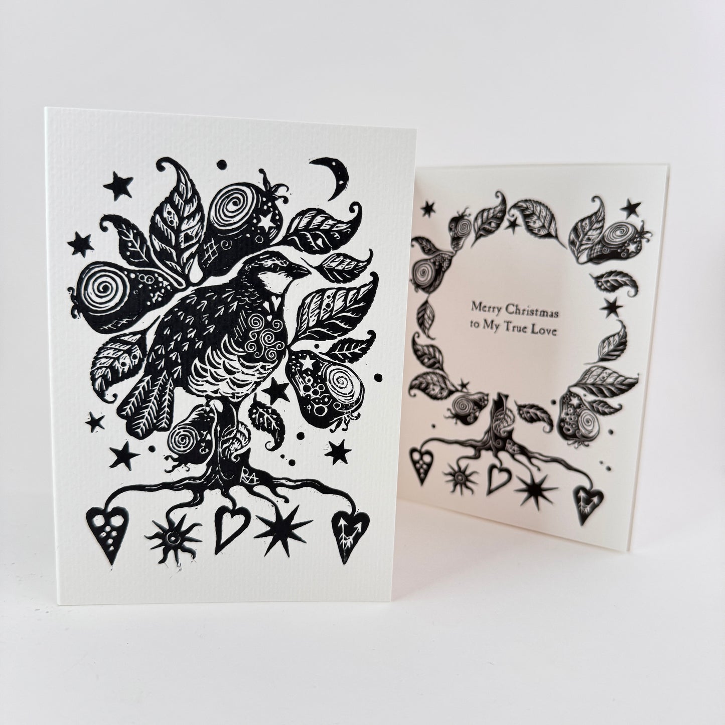 Botanical Handprinted Card, Keepsake - Custom Wording, Christmas, Winter Solstice, Yule