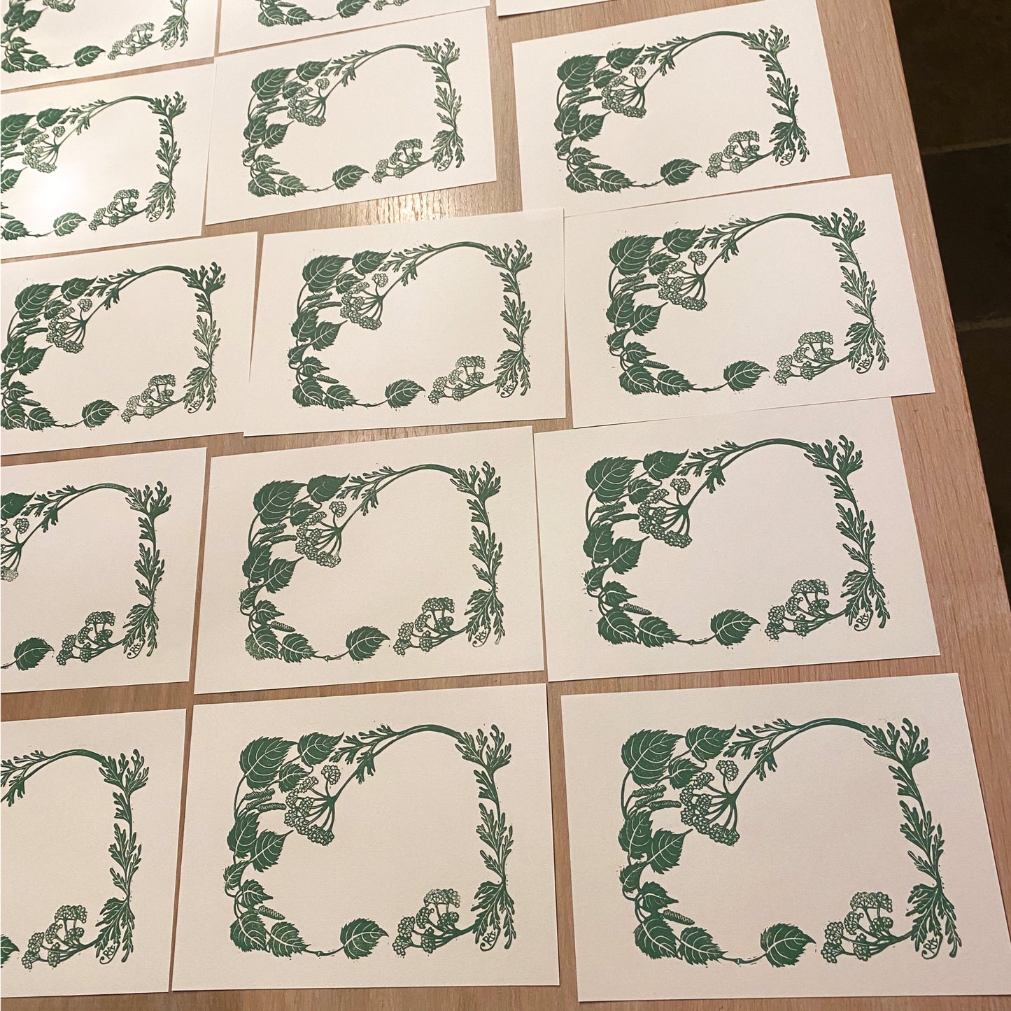 Frog Prince Linocut Print: Limited Edition Green Art, Birch & Cow Parsley