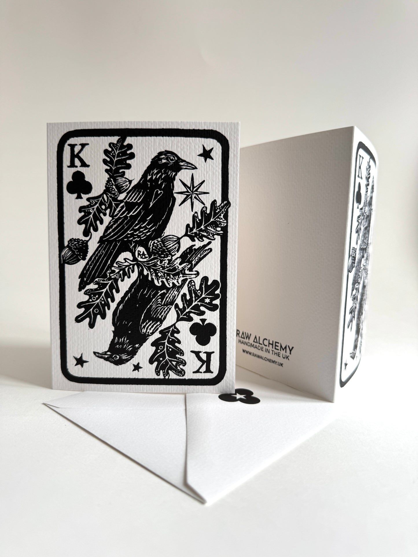 Raven and Oak Fathers Day Card, Handprinted Artist Original, Vintage Keepsake, custom wording