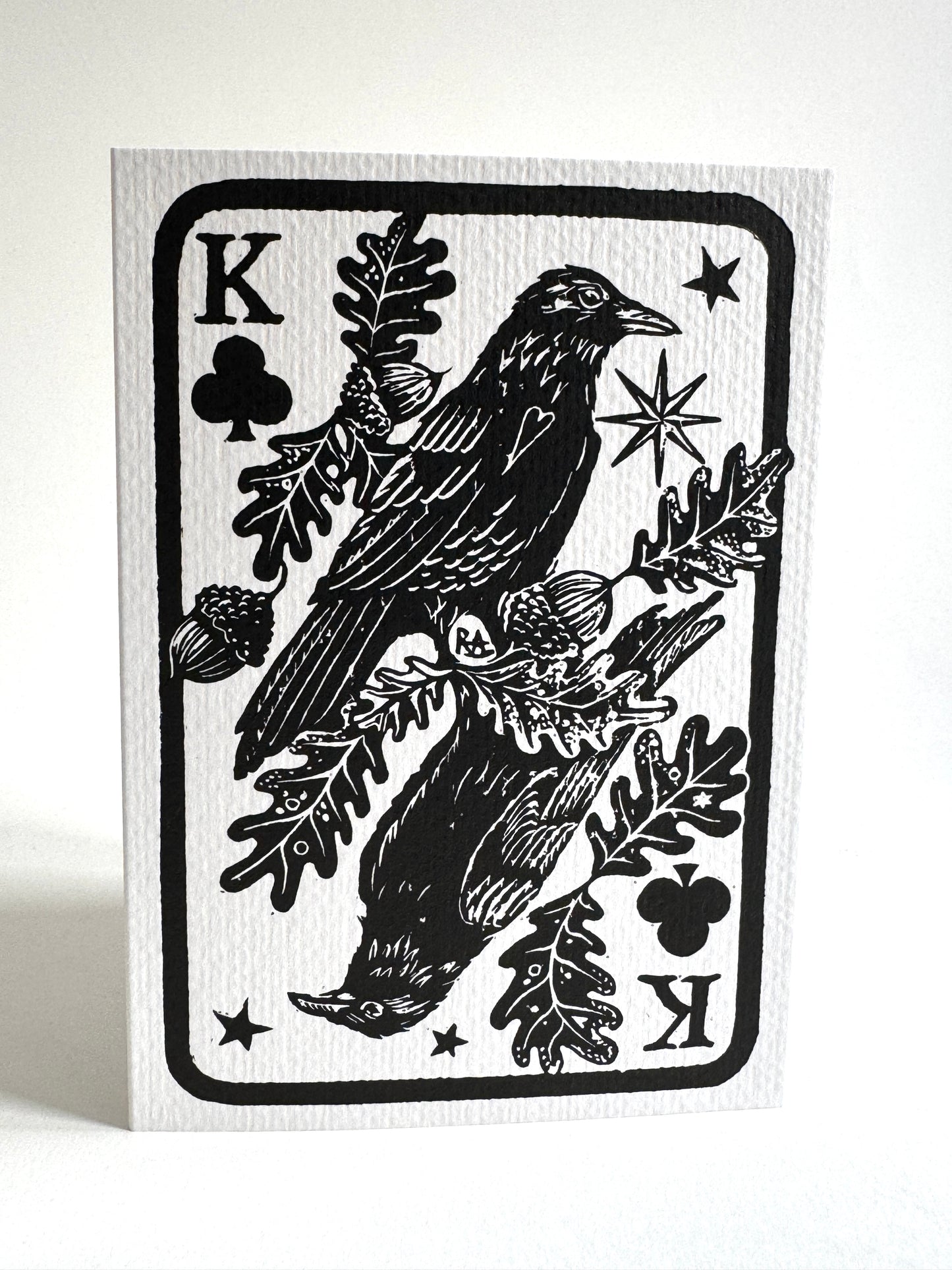Raven and Oak Fathers Day Card, Handprinted Artist Original, Vintage Keepsake, custom wording