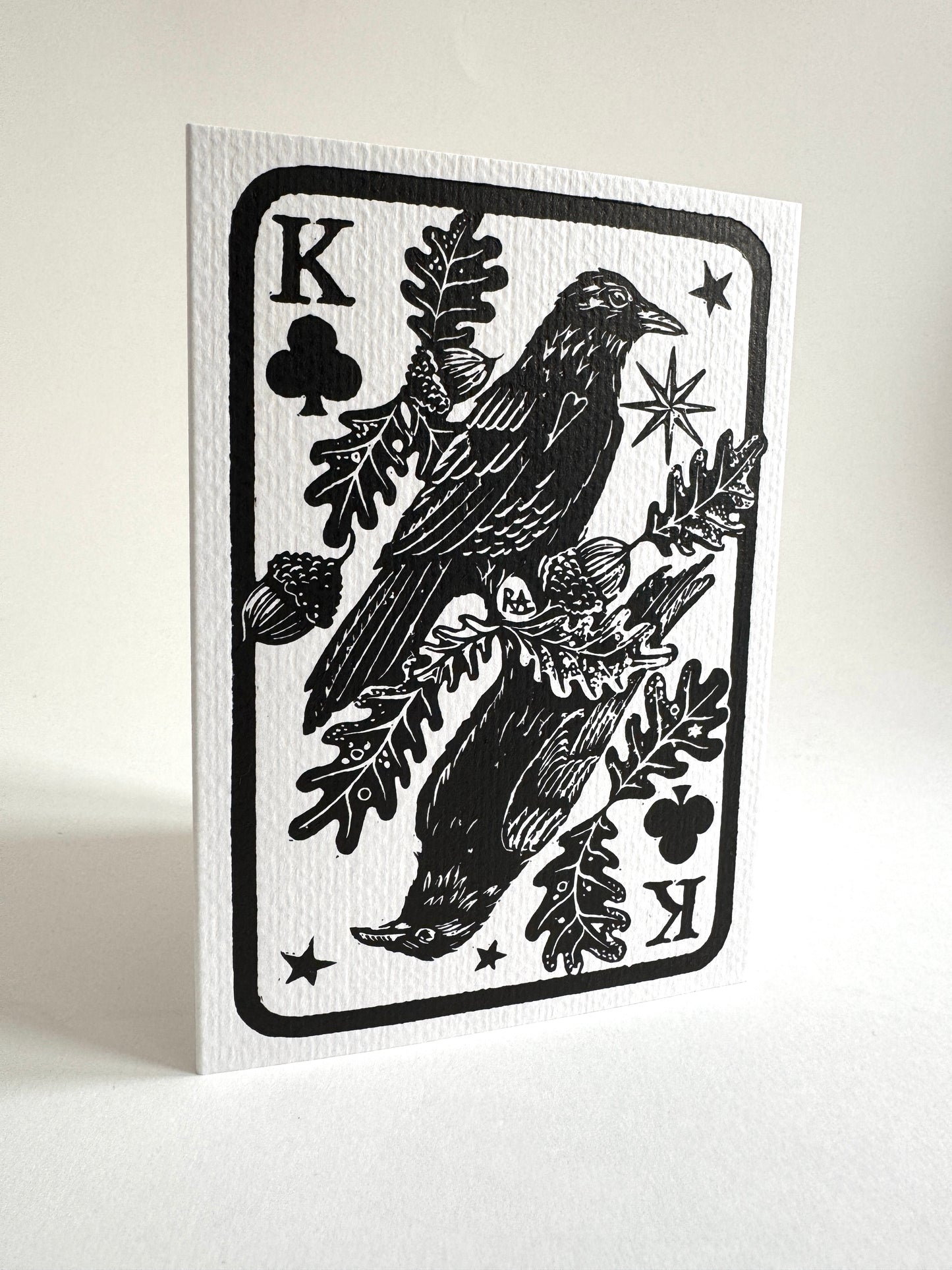 Raven and Oak Fathers Day Card, Handprinted Artist Original, Vintage Keepsake, custom wording