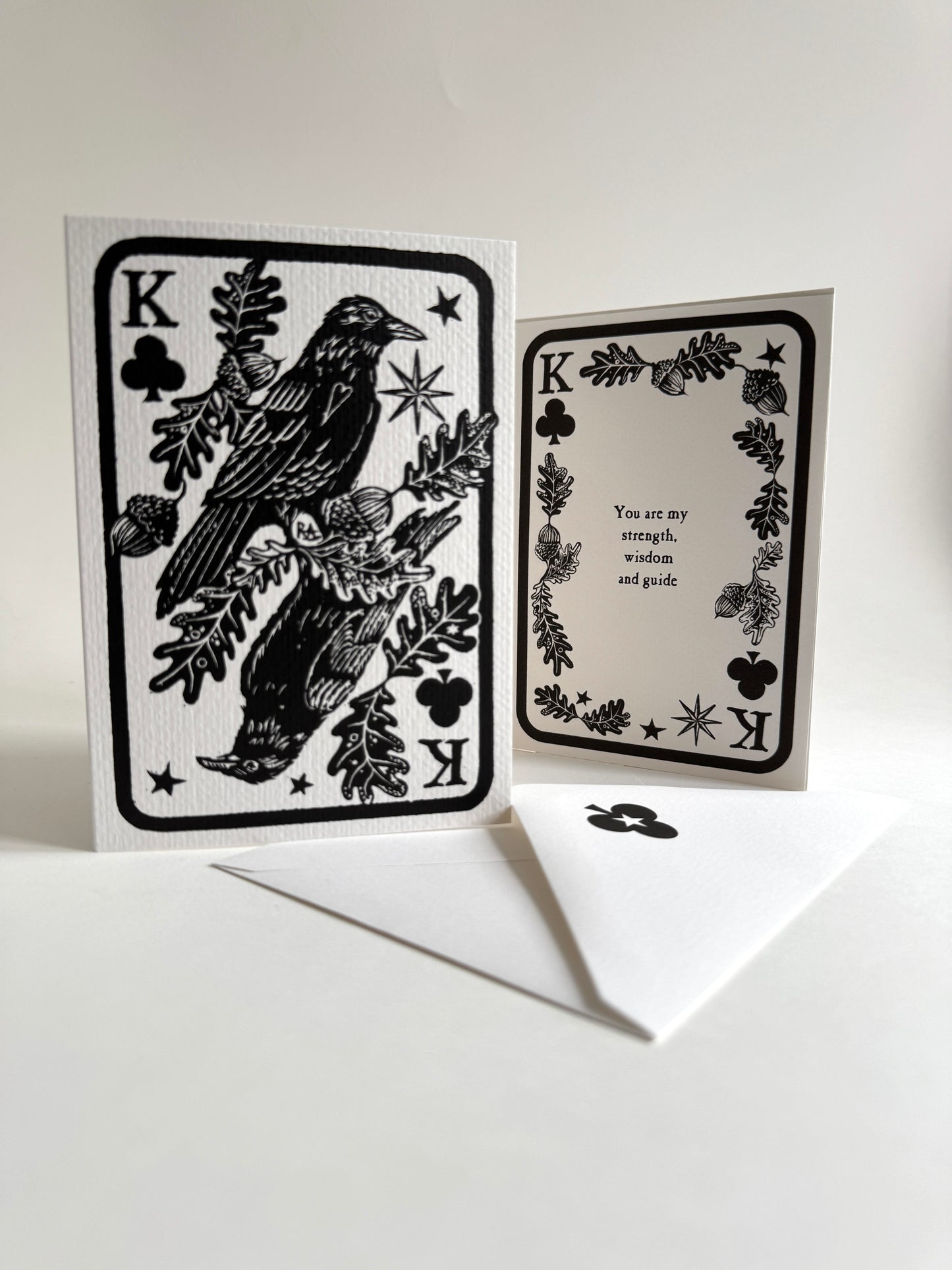Raven and Oak Fathers Day Card, Handprinted Artist Original, Vintage Keepsake, custom wording