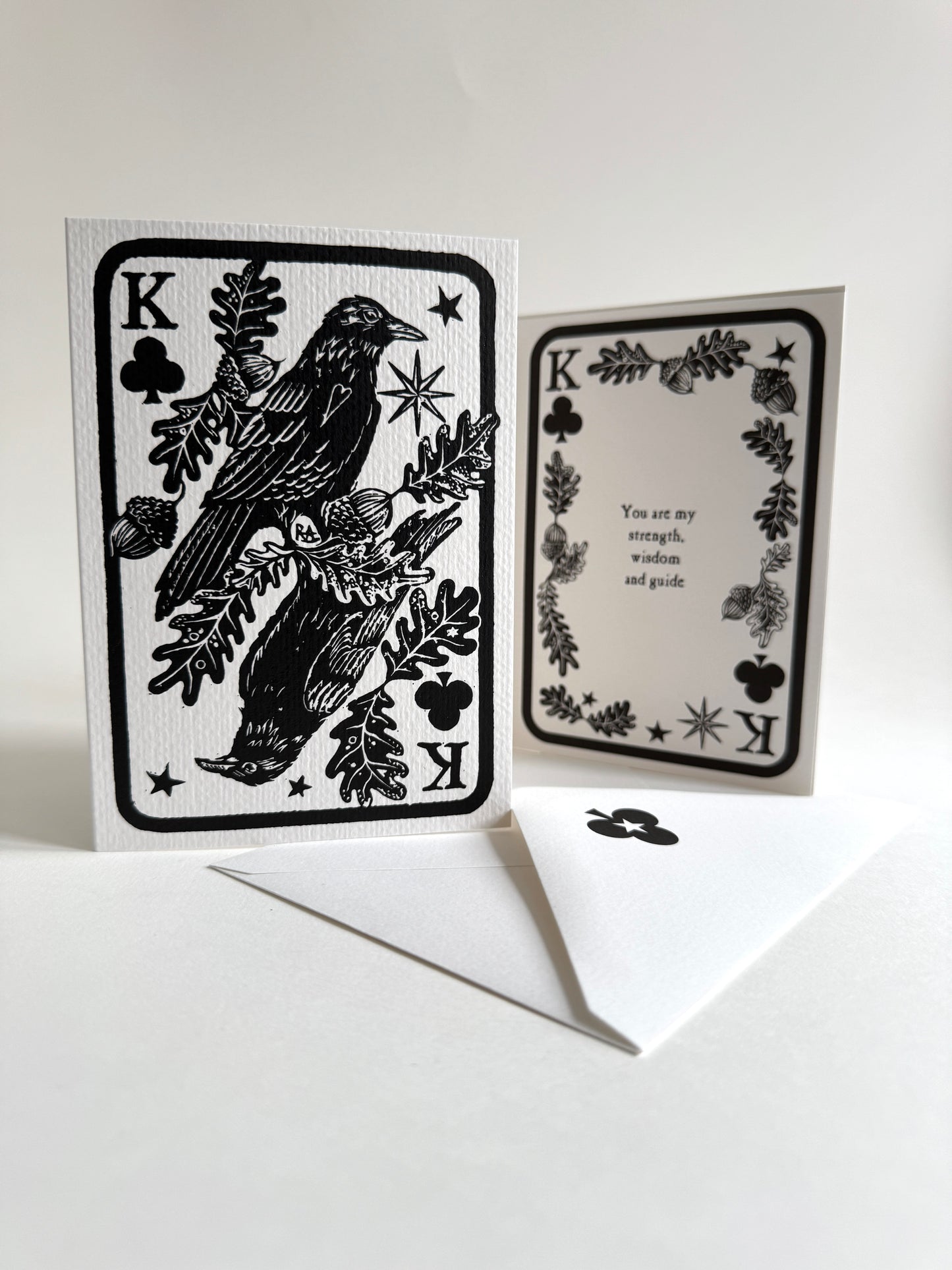 Raven and Oak Fathers Day Card, Handprinted Artist Original, Vintage Keepsake, custom wording