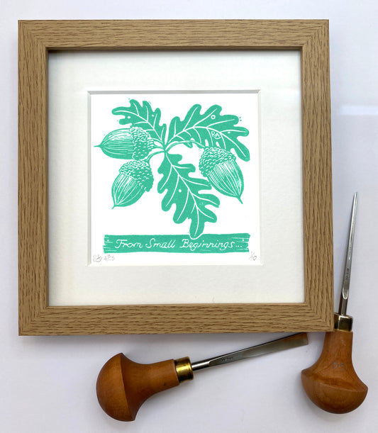 Small Beginnings - Acorn and Oak Jade Limited Edition original art print