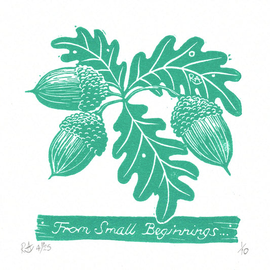 Small Beginnings - Acorn and Oak Jade Limited Edition original art print
