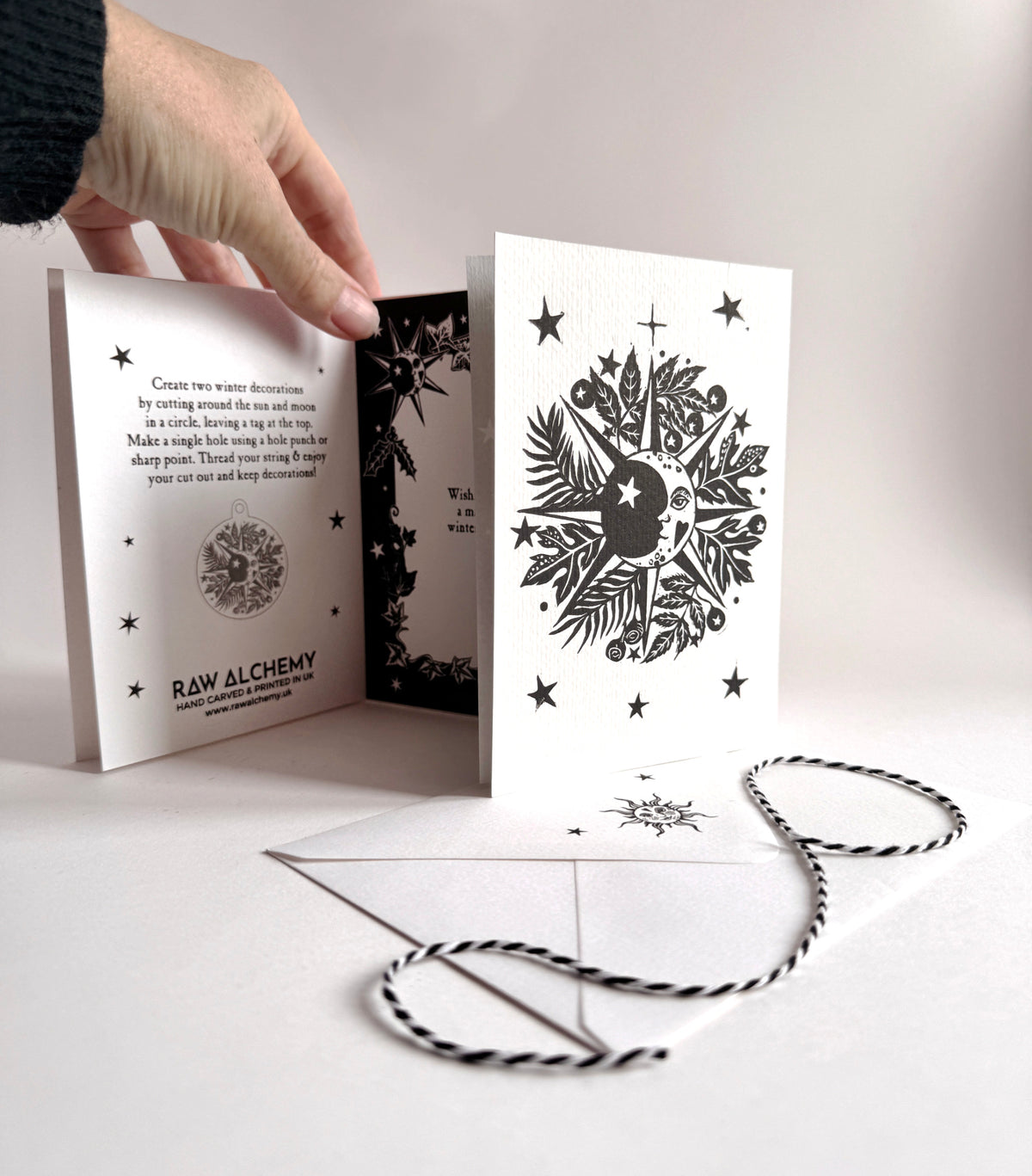 Winter Solstice Card, cut out decorations - Personalized, Yule, Christmas.