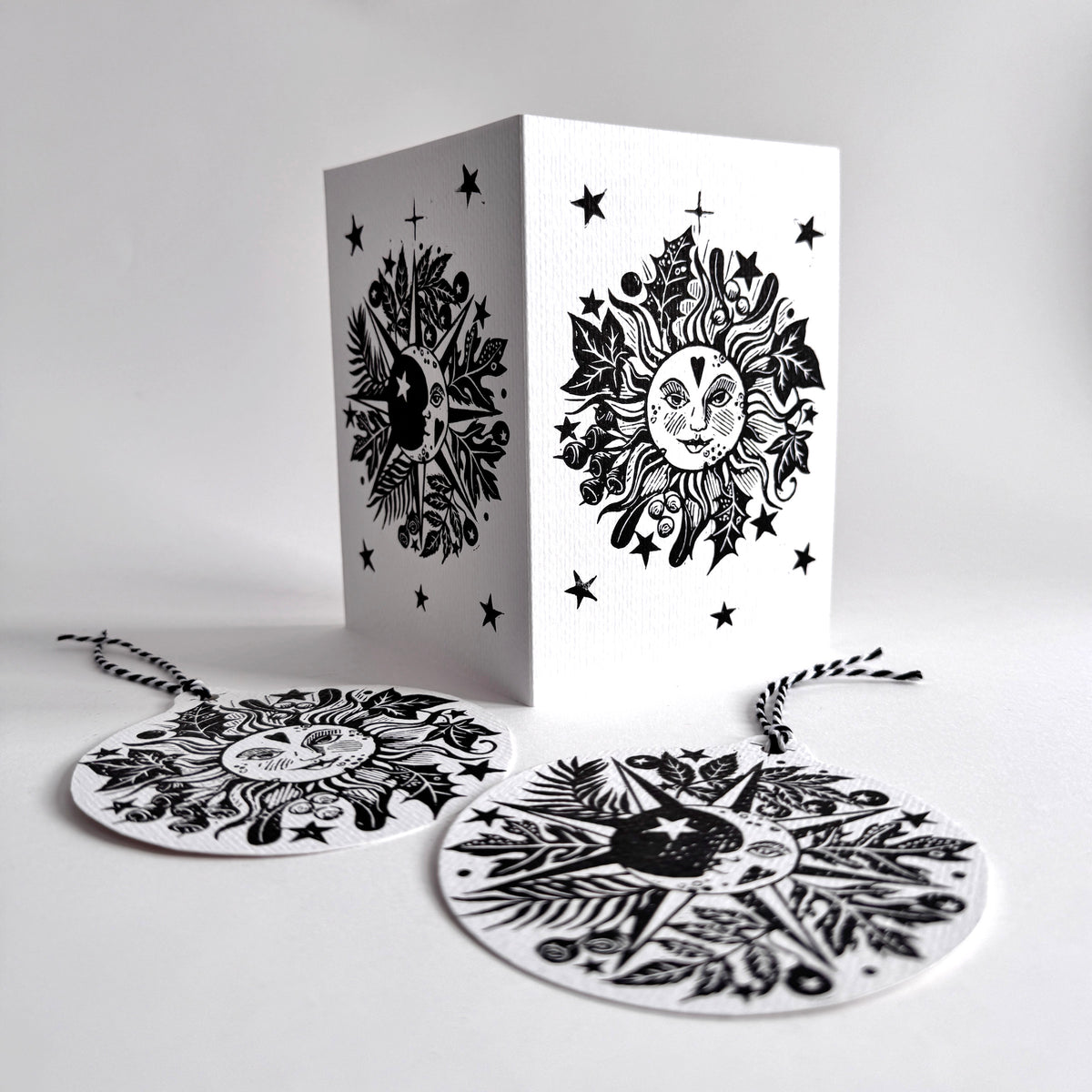 Winter Solstice Card, cut out decorations - Personalized, Yule, Christmas.