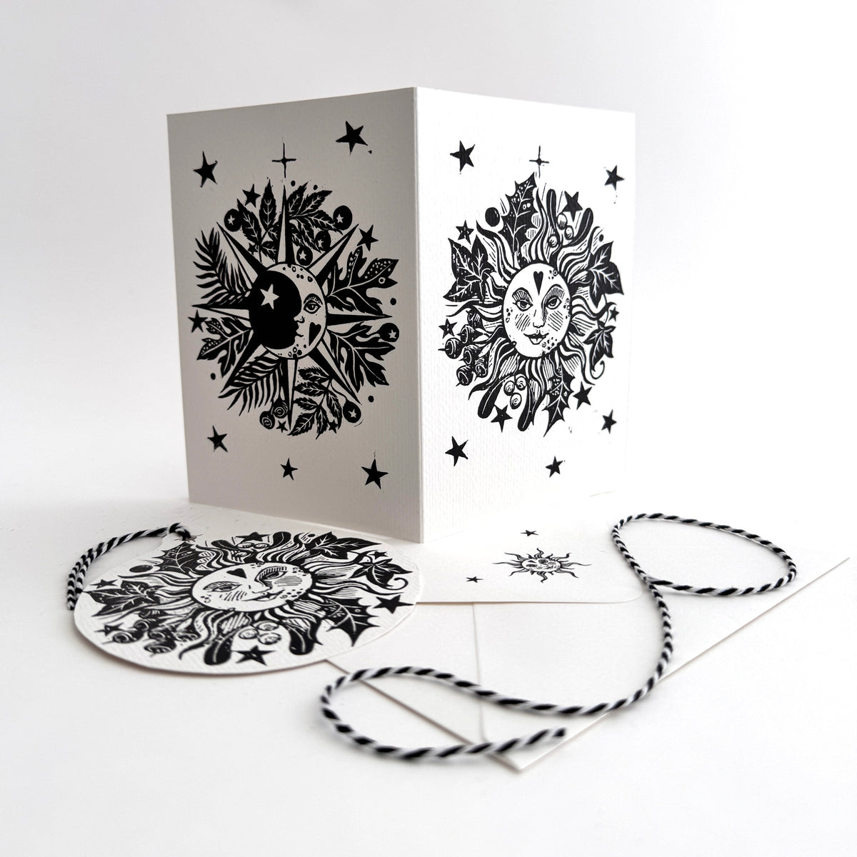 Winter Solstice Card, cut out decorations - Personalized, Yule, Christmas.