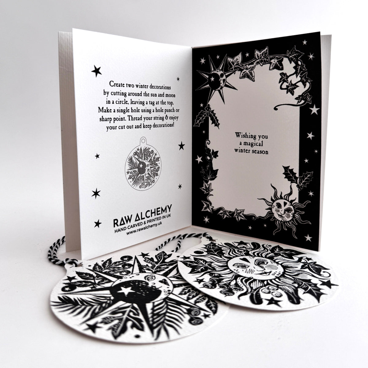 Winter Solstice Card, cut out decorations - Personalized, Yule, Christmas.