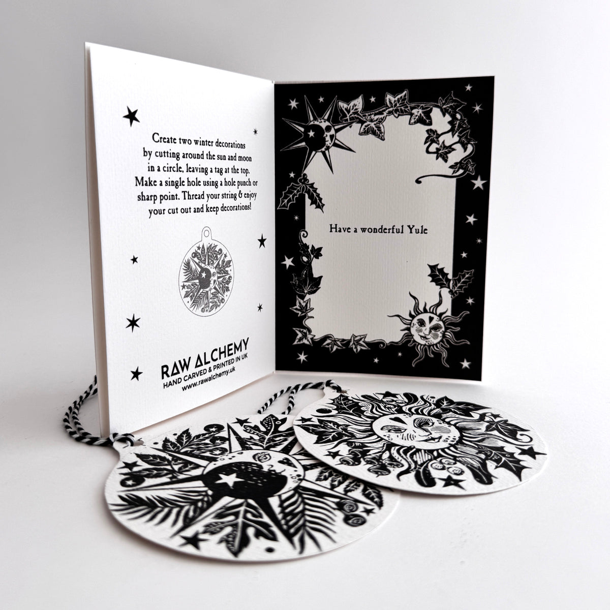 Winter Solstice Card, cut out decorations - Personalized, Yule, Christmas.