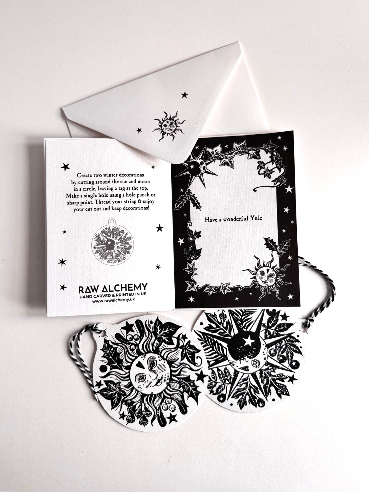Winter Solstice Card, cut out decorations - Personalized, Yule, Christmas.